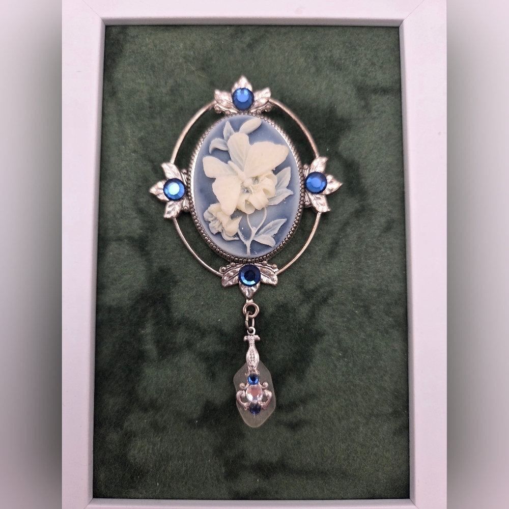 Blue and Silvertone Butterfly Brooch And Pendant